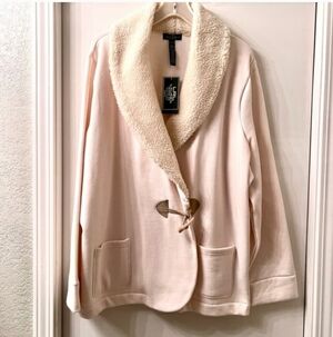 NEW! Ralph Lauren Cream Teddy Shawl Collar Jacket, 3X